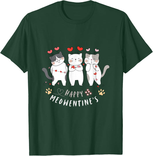 Happy Meowentines Cute Valentine Cat Shirts Men T-Shirt - T-Shirt | Forest