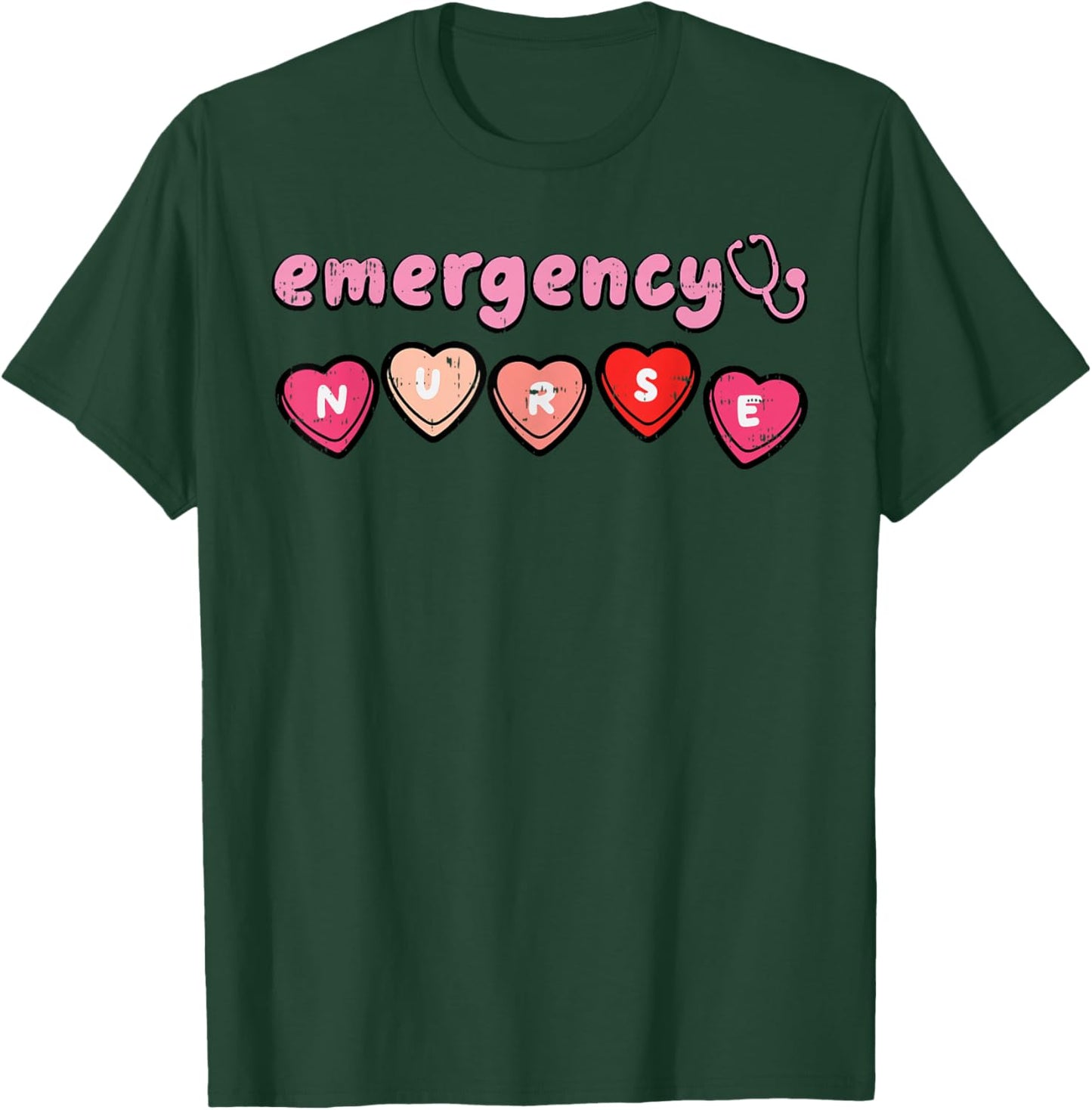 Valentines Day Emergency Nurse ED ER Scrub Top Women Men T-Shirt - T-Shirt | Forest