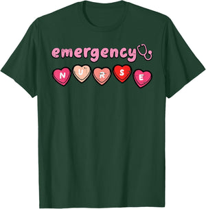 Valentines Day Emergency Nurse ED ER Scrub Top Women Men T-Shirt - T-Shirt | Forest