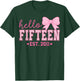 Hello Fifteen Est 2011 Coquette Bow 15th Birthday Girl T-Shirt - T-Shirt | Forest