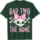 Bad Two The Bone Skull with Pink Bow for Halloween T-Shirt - T-Shirt | Forest