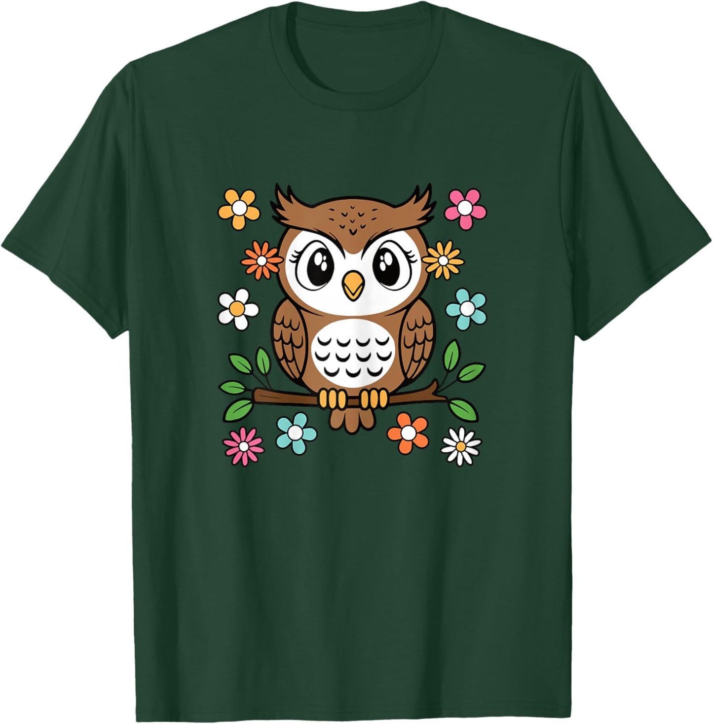 Cute Owl Lover Groovy Kawaii Animal Women Girls Kids T-Shirt - T-Shirt | Forest