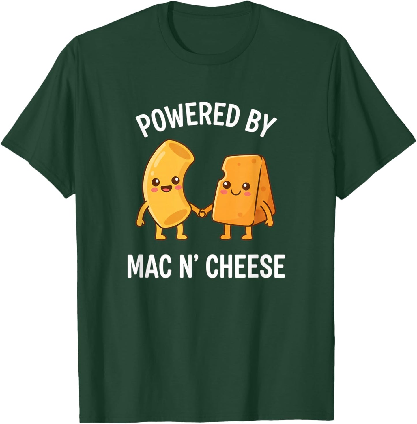 Powered By Mac N' Cheese Funny Food Lover Macaroni Cheese T-Shirt - T-Shirt | Forest