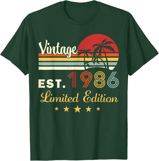 Vintage 40 Birthday Decoration Men 40yr 1986 40th Birthday T-Shirt - T-Shirt | Forest