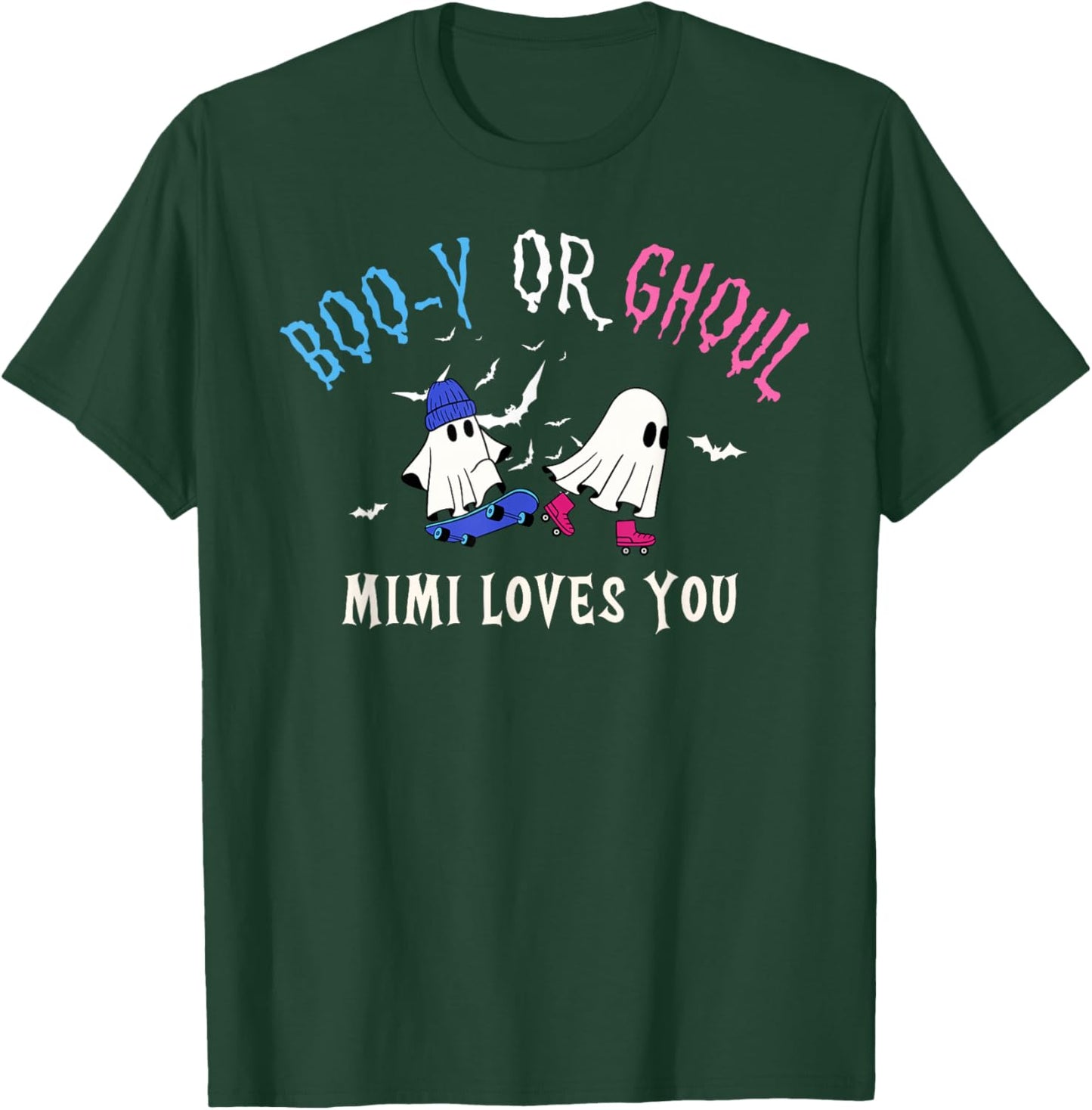 Boo-y Or Ghoul Mimi Loves You Halloween Funny Gender Reveal T-Shirt - T-Shirt | Forest