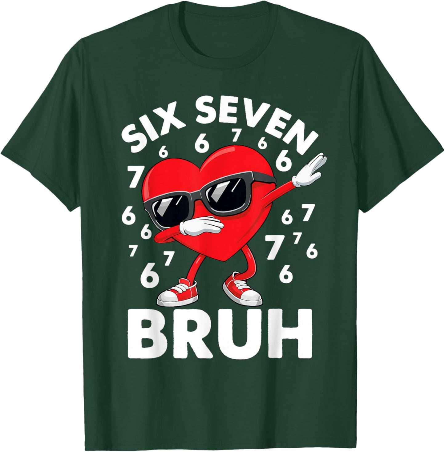 67 Meme Dabbing Heart Valentine’s Day Six Seven Bruh Kids T-Shirt - T-Shirt | Forest