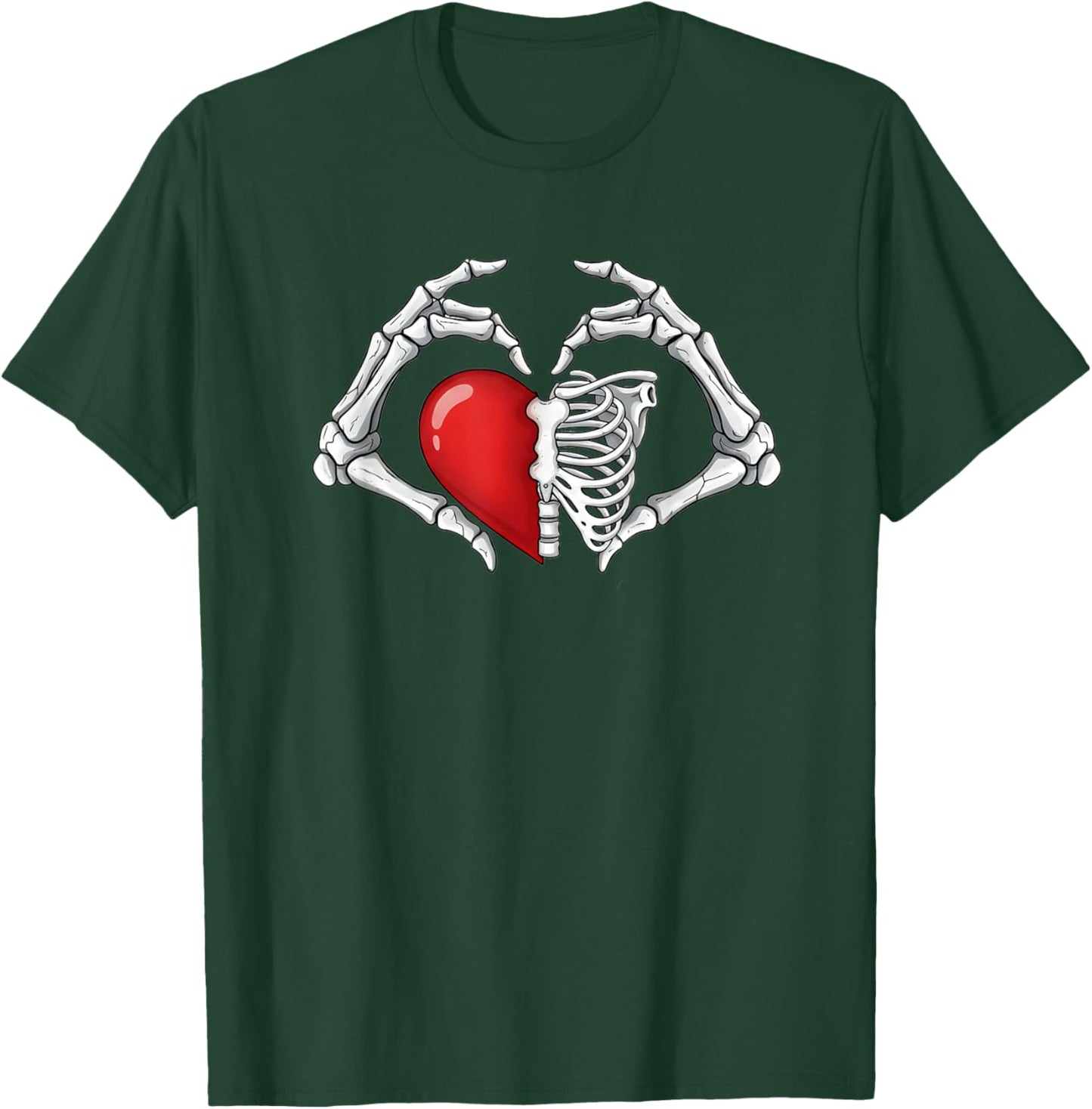 Valentine Skull Skeleton Hand Holding Red Heart Love Girls T-Shirt - T-Shirt | Forest