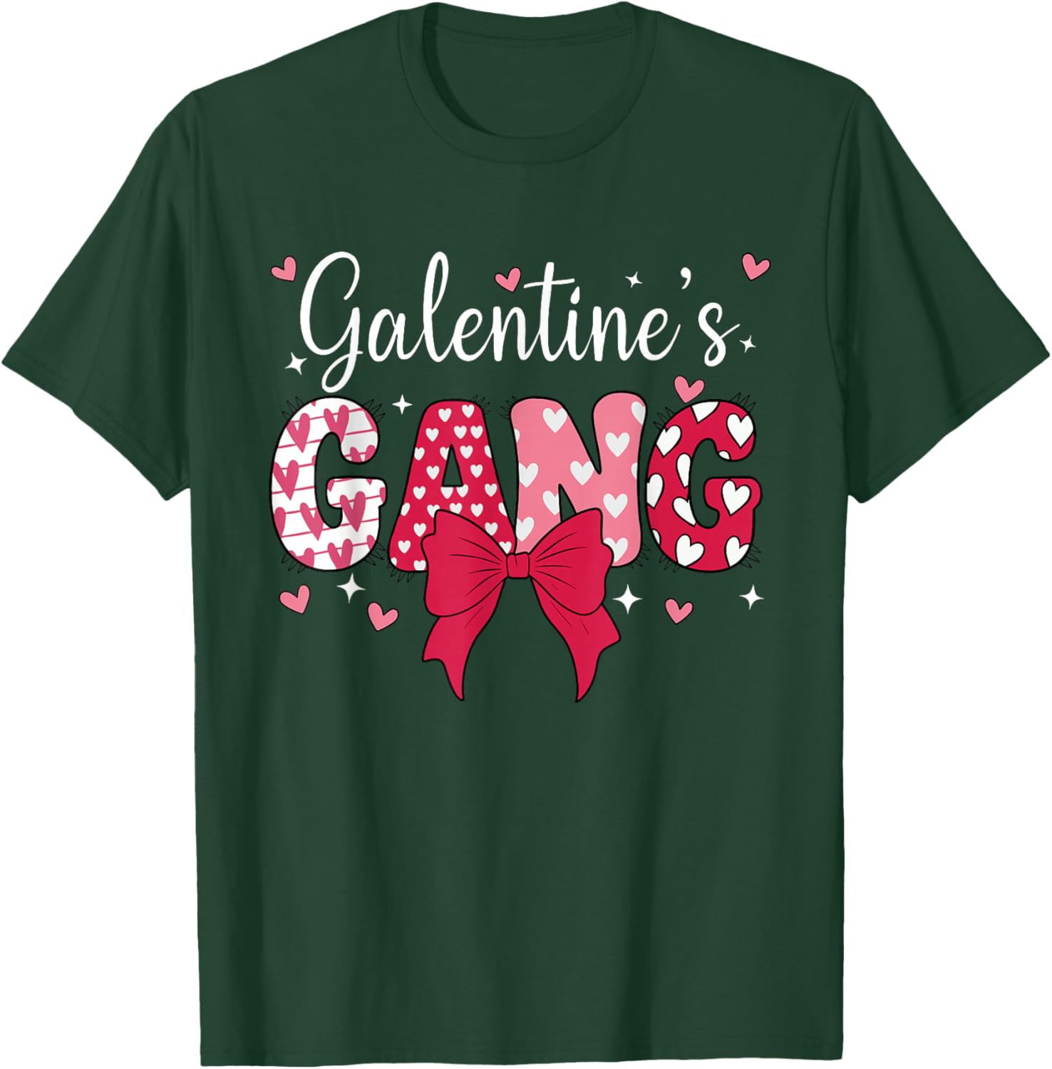 Happy Galentines Day Gang Cute Coquette Bow Galentine 2026 T-Shirt - T-Shirt | Forest