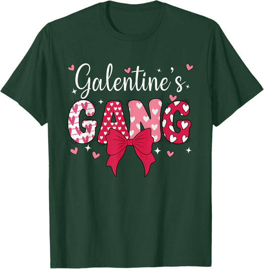 Happy Galentines Day Gang Cute Coquette Bow Galentine 2026 T-Shirt - T-Shirt | Forest