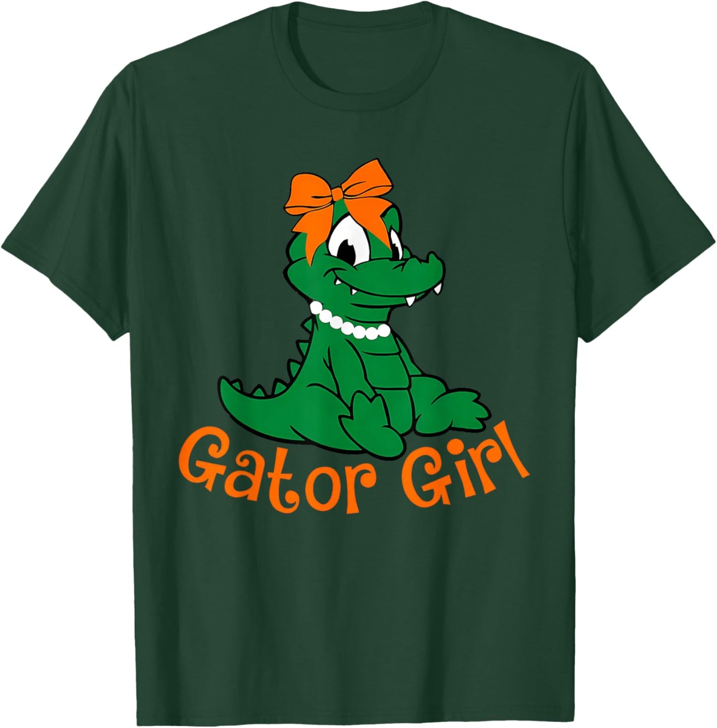Gator Girl Cute Orange Bow Gator Women Girls Kids T-Shirt - T-Shirt | Forest