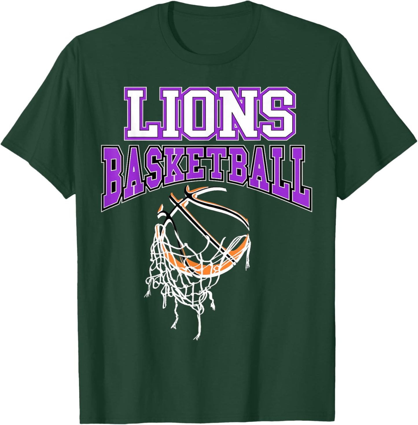 Lions Basketball Mom Purple Lion Pride School Spirit Game T-Shirt - T-Shirt | Forest