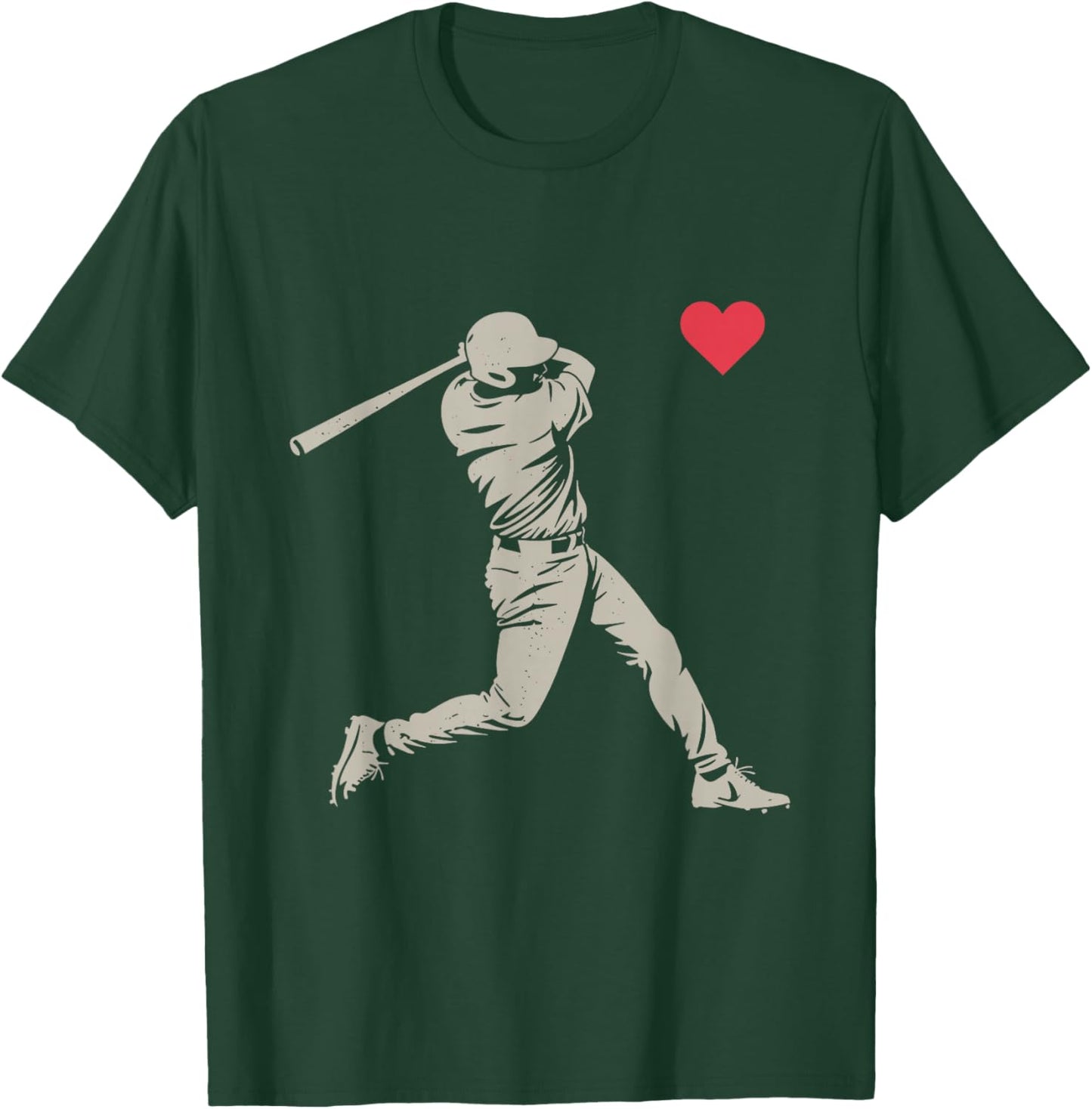 Valentines Day Baseball Batter Silhouette Heart Men Boy Kids T-Shirt - T-Shirt | Forest