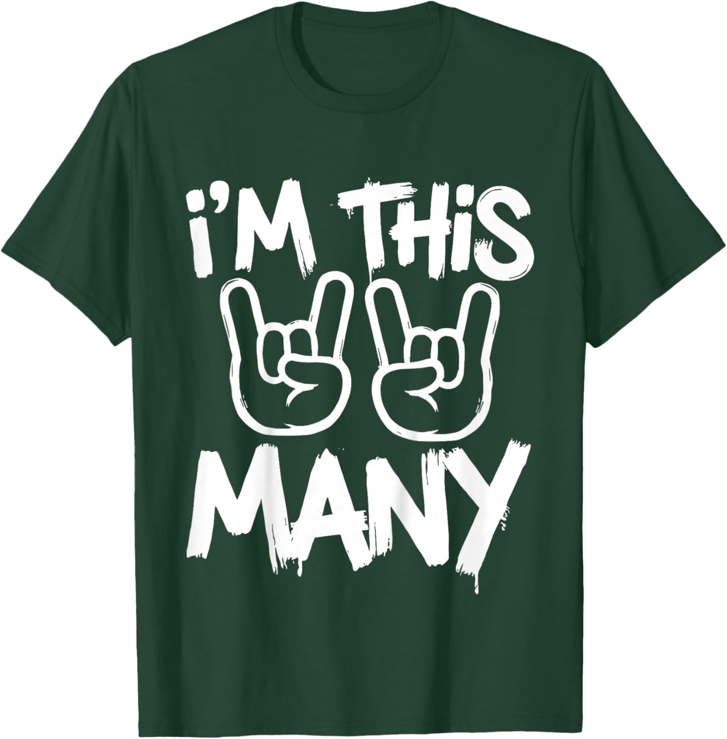 Kids I'm This Many 4th Birthday Rock Hands 4 Year Old T-Shirt - T-Shirt | Forest
