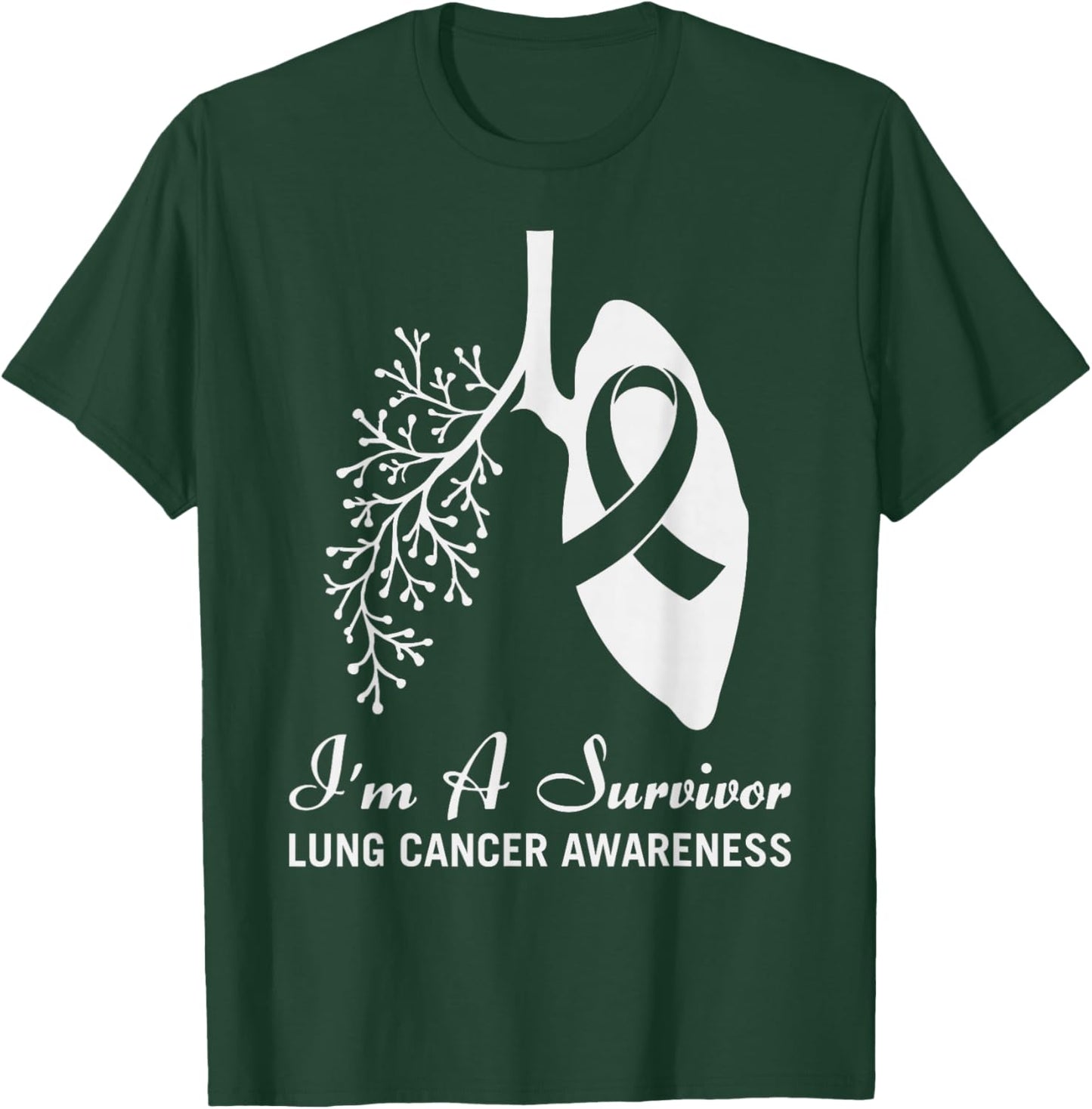 Survivor Lung Cancer Month Awareness White Ribbon Support T-Shirt - T-Shirt | Forest