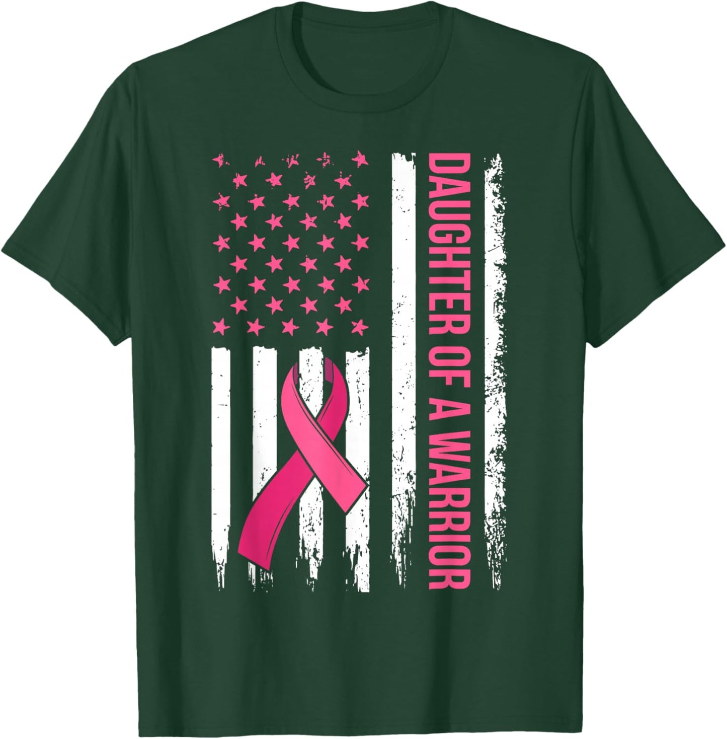 Daughter of A Warrior Breast Cancer Awareness Pink Ribbon T-Shirt - T-Shirt | Forest