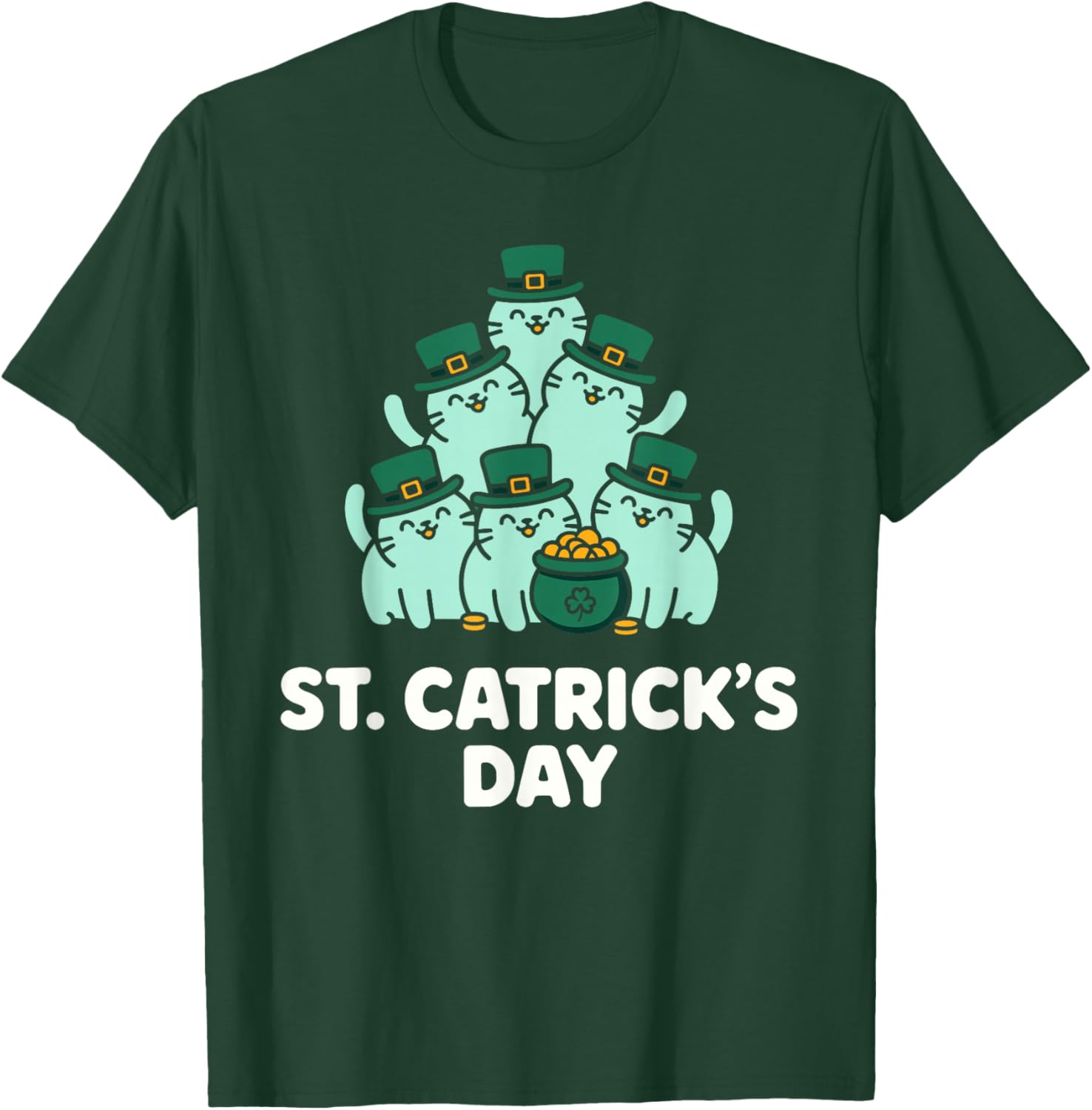 St Patricks Catricks Day Cats Saint Pattys T-Shirt - T-Shirt | Forest