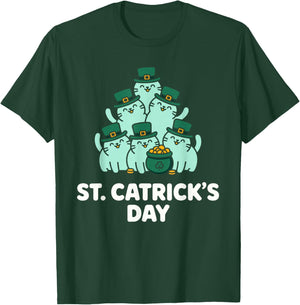 St Patricks Catricks Day Cats Saint Pattys T-Shirt - T-Shirt | Forest