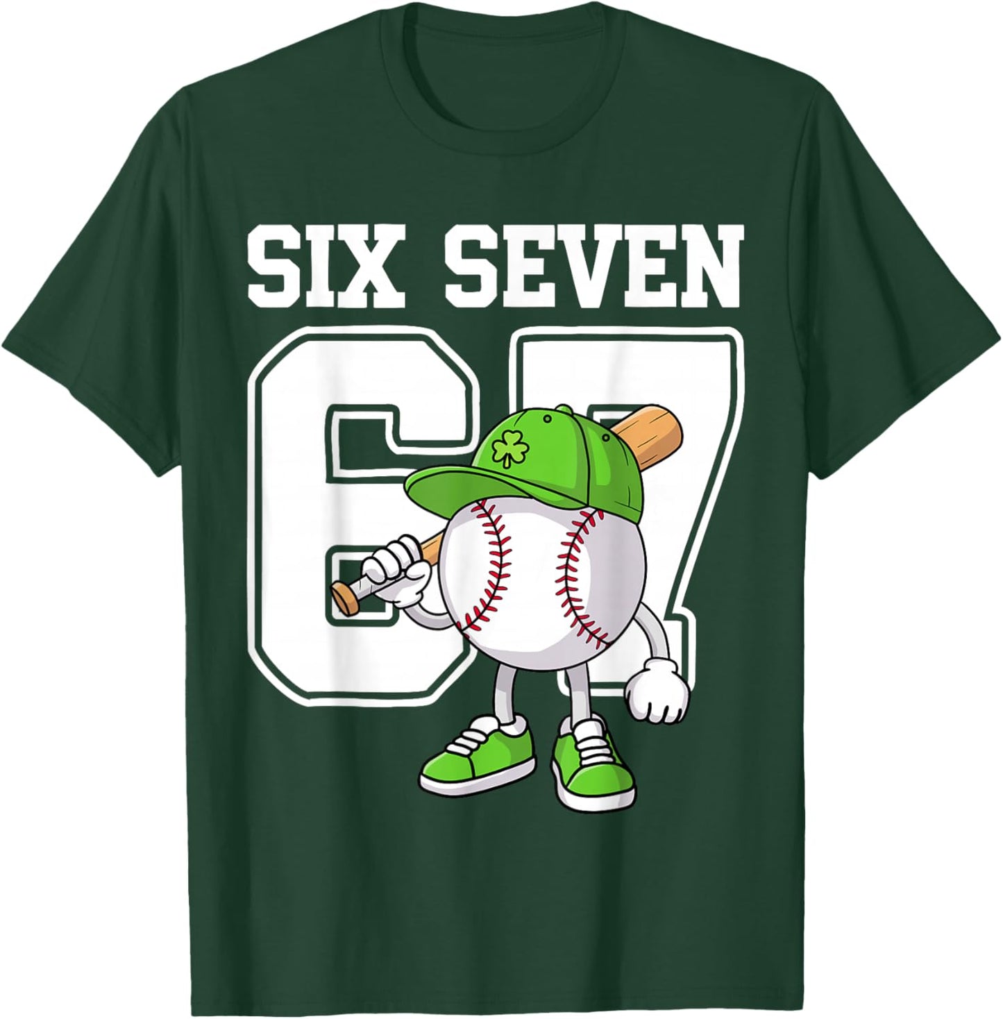 Boys St Patricks Day 67 Six Seven Baseball Ice Cream Drip T-Shirt - T-Shirt | Forest