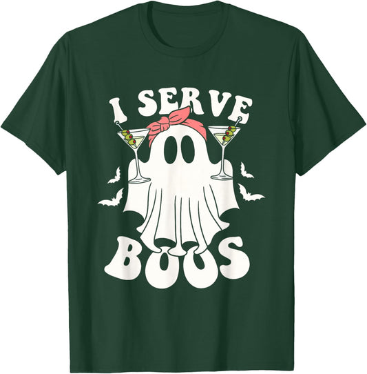Halloween Bartender Ghost I Serve Boos Funny T-Shirt - T-Shirt | Forest