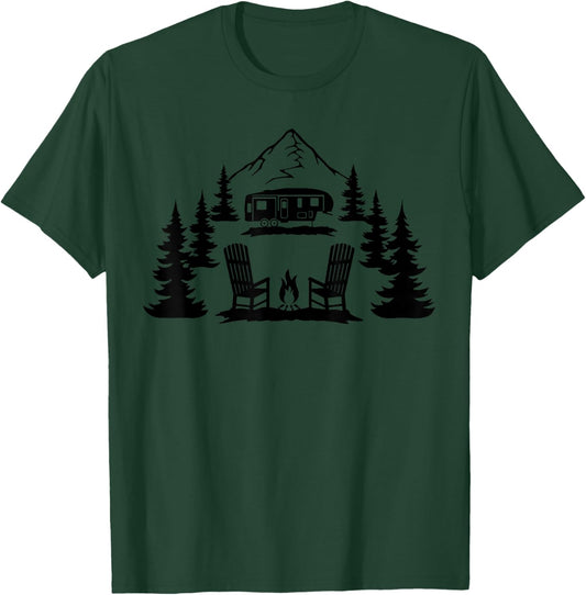 Forest Trees Camping Mountain Wildlife Nature Outdoor Camper T-Shirt - T-Shirt | Forest
