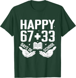 Happy 67 33 Days of School Funny Boys Kids 100th Day T-Shirt - T-Shirt | Forest