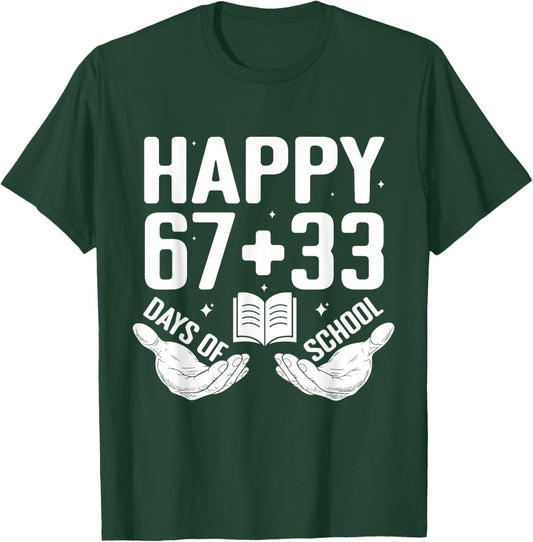 Happy 67 33 Days of School Funny Boys Kids 100th Day T-Shirt - T-Shirt | Forest
