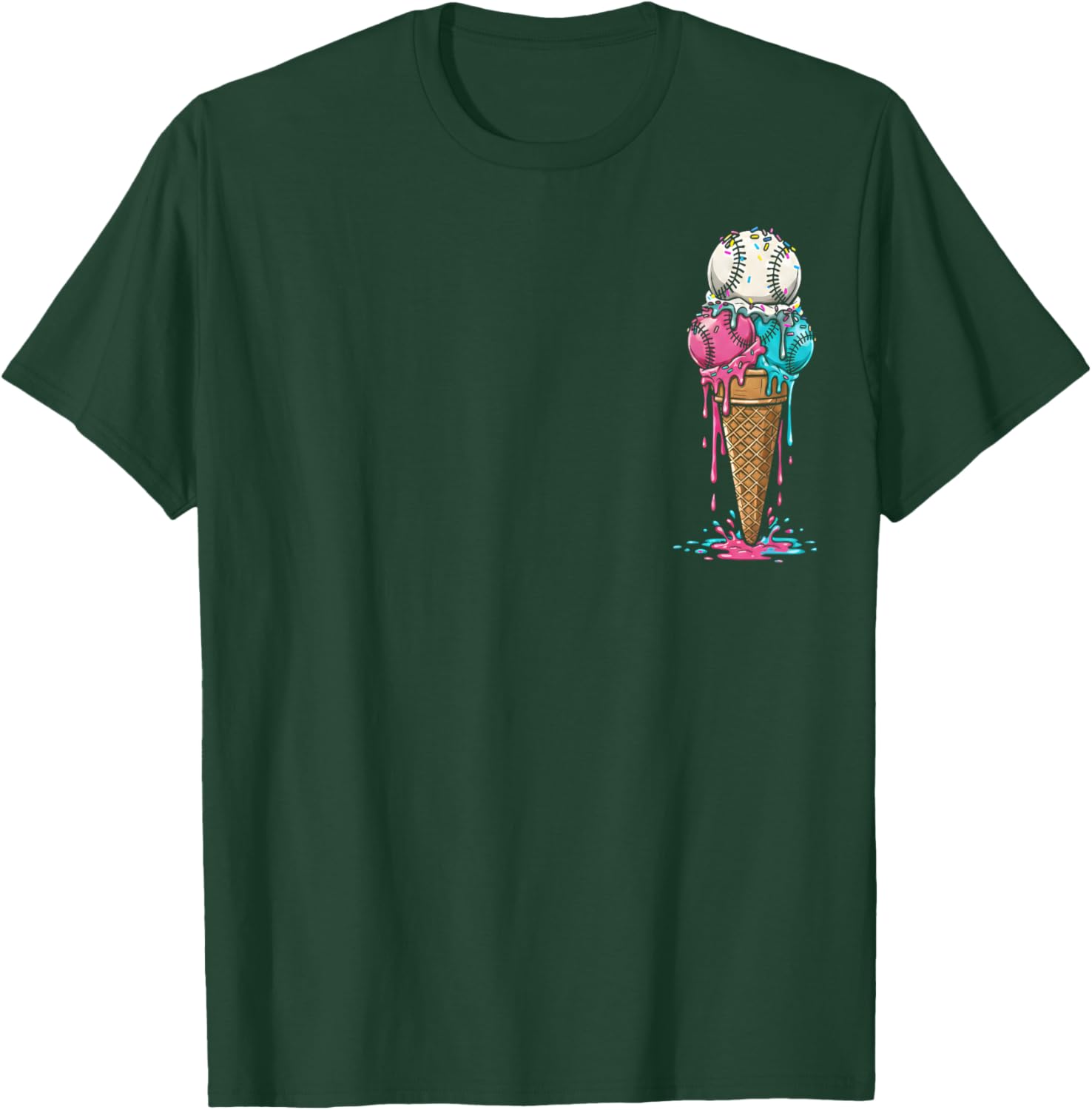 Baseball Ice Cream Drip Boys Home Plate Respect Drip T-Shirt - T-Shirt | Forest