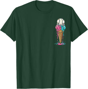 Baseball Ice Cream Drip Boys Home Plate Respect Drip T-Shirt - T-Shirt | Forest