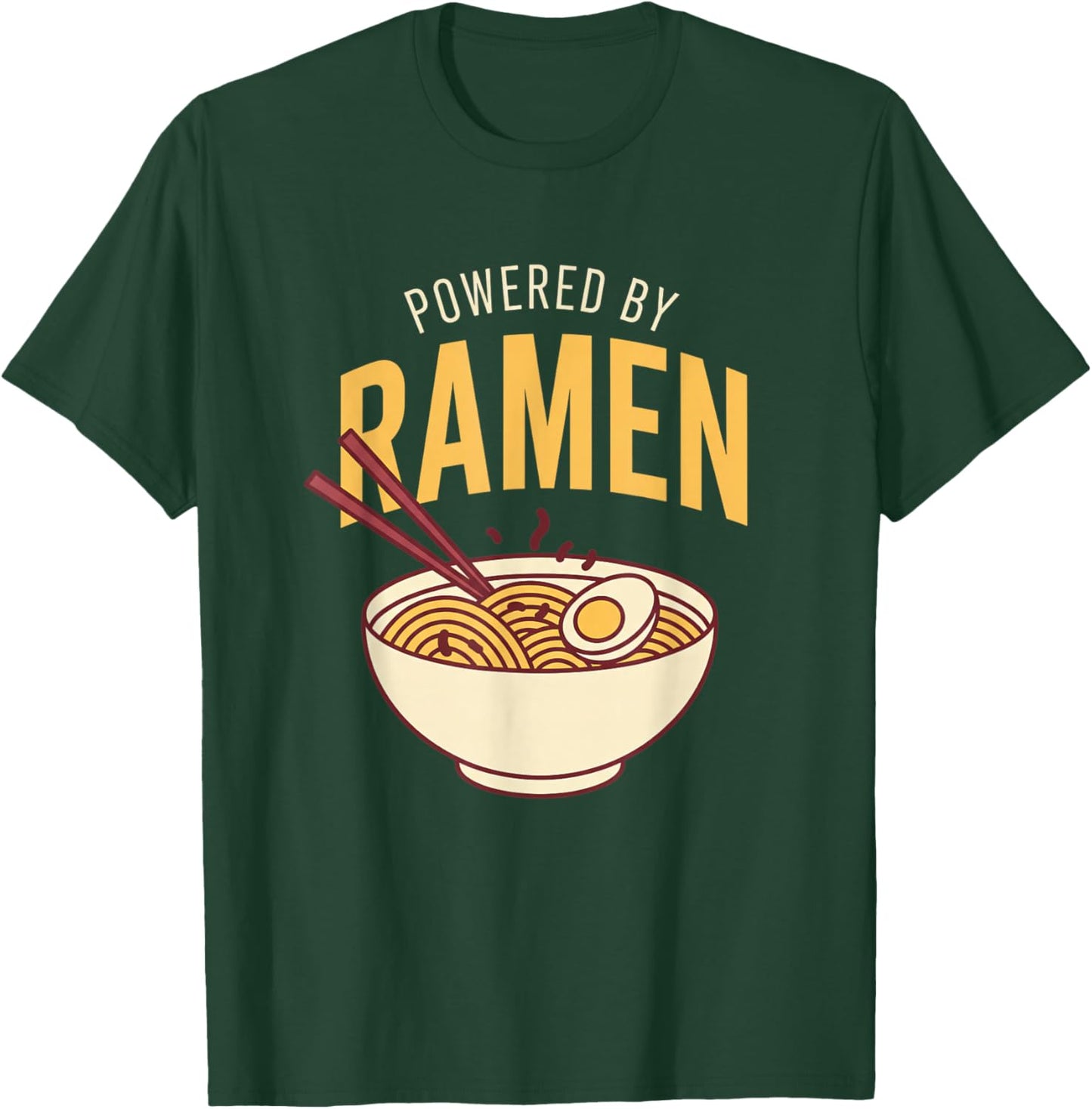 Anime Powered by Ramen Japanese Ramen Noodles Otaku Bowl T-Shirt - T-Shirt | Forest