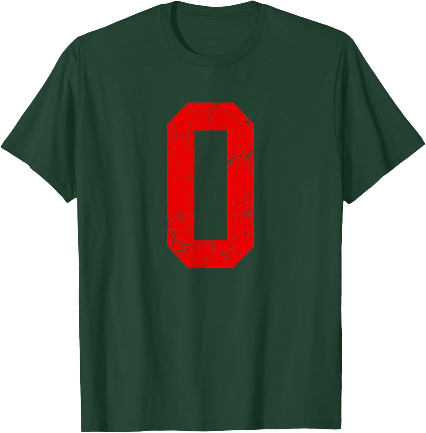 Distressed Red Number 0 Jersey Player Uniform #0 T-Shirt - T-Shirt | Forest