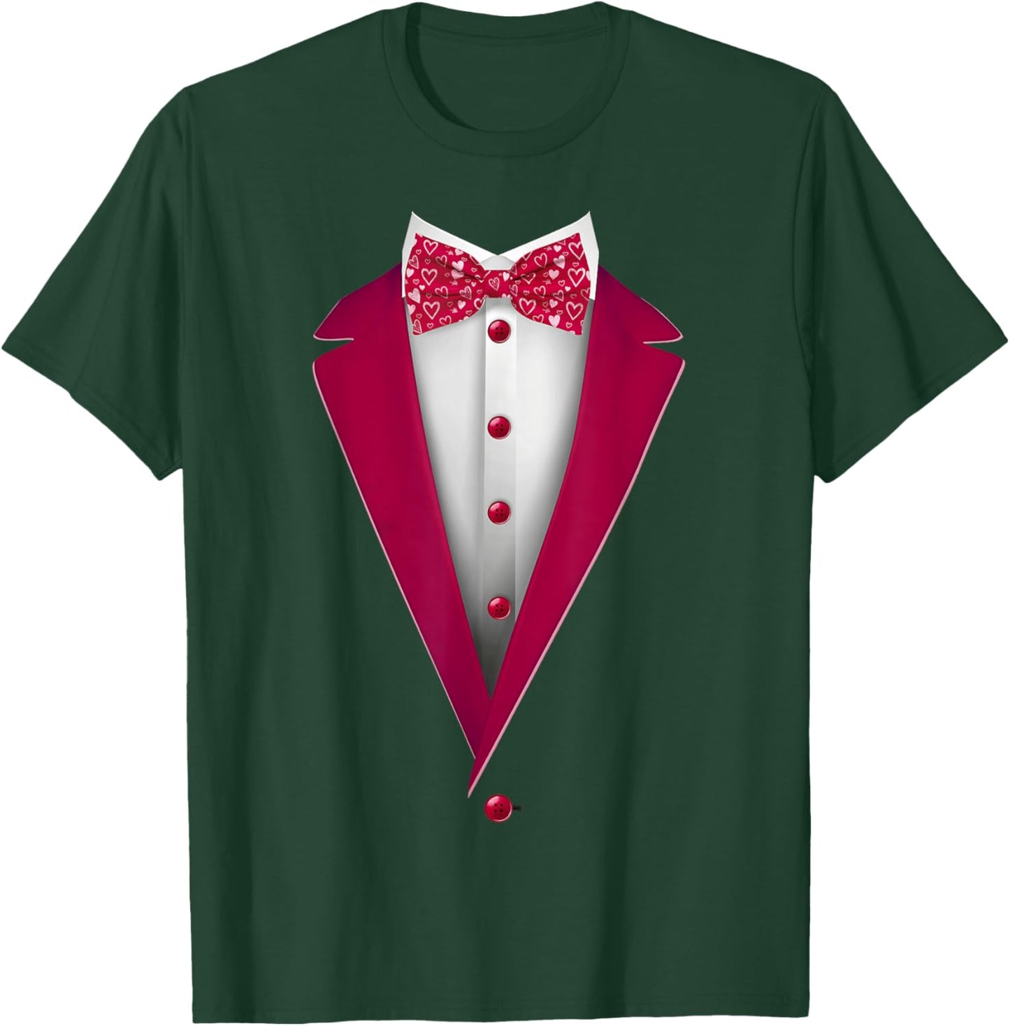 Tuxedo Bow Tie with Cute Hearts for Valentines Day T-Shirt - T-Shirt | Forest