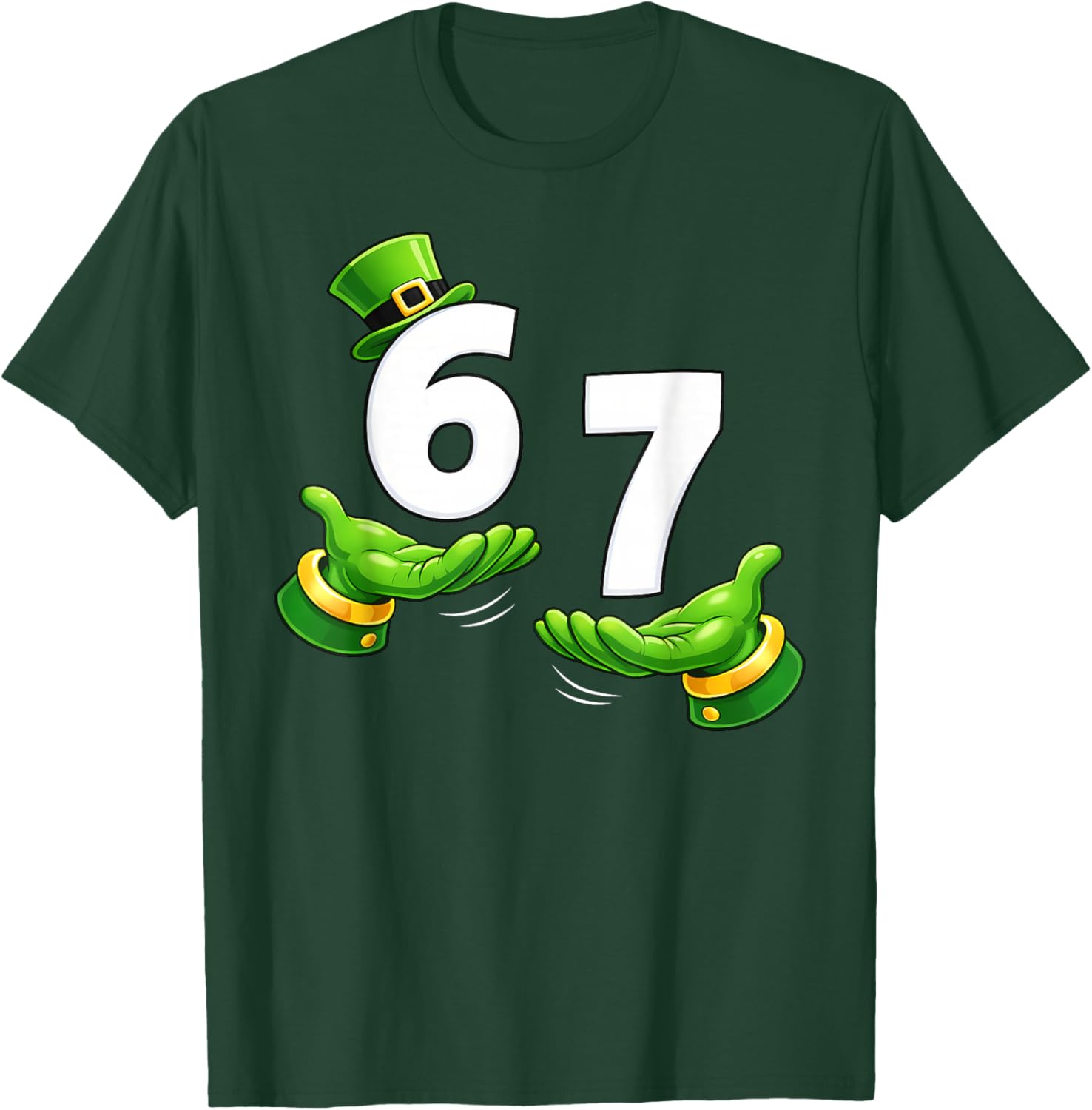 Six Seven 67 St Patricks Day 6 7 Shamrock Boys Kids 6-7 Meme T-Shirt - T-Shirt | Forest