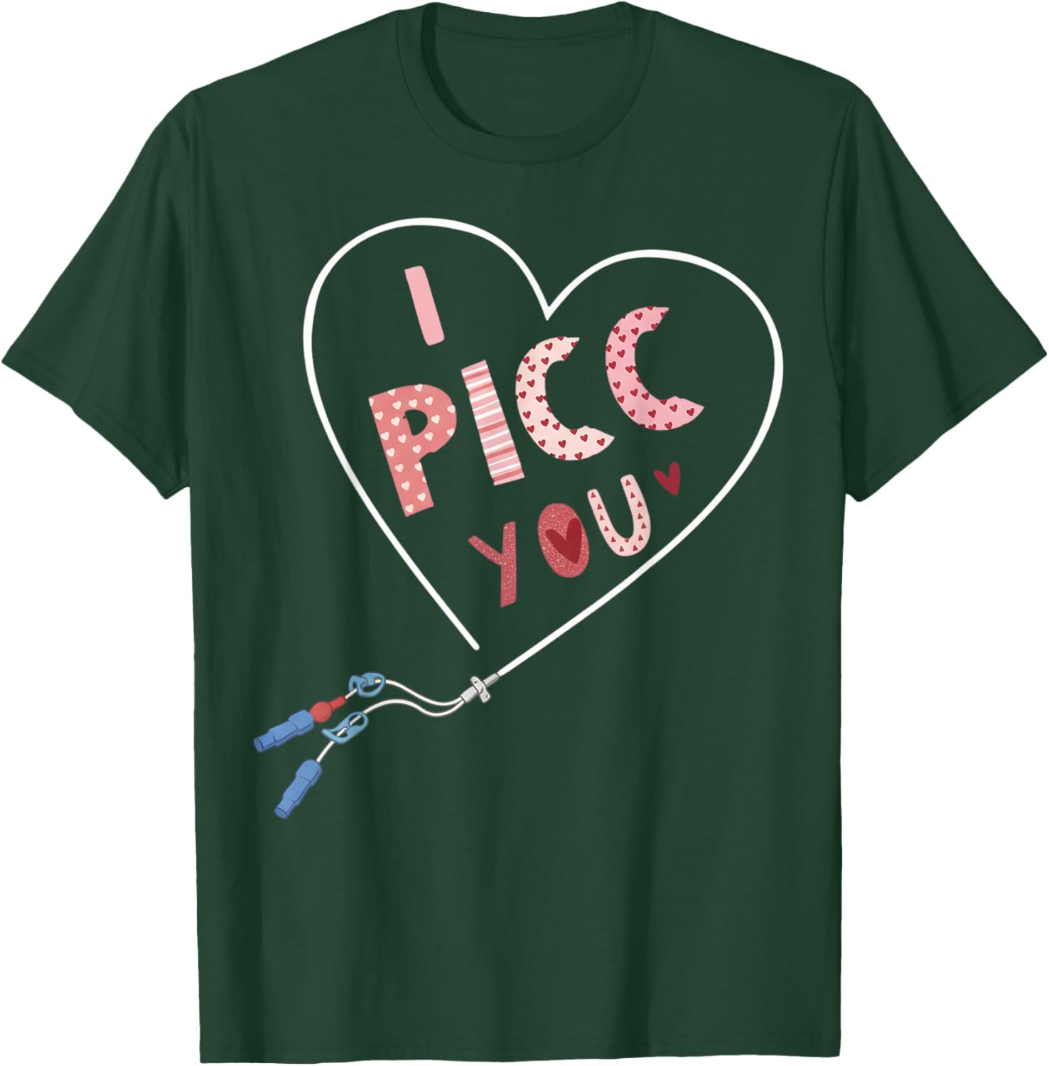 Picc Nurse Valentine S Day Cute Vday Heart Vat Team Vascular T-Shirt - T-Shirt | Forest