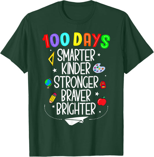 Happy 100 Days of School 100th Day of School Kids Boys Girls T-Shirt - T-Shirt | Forest