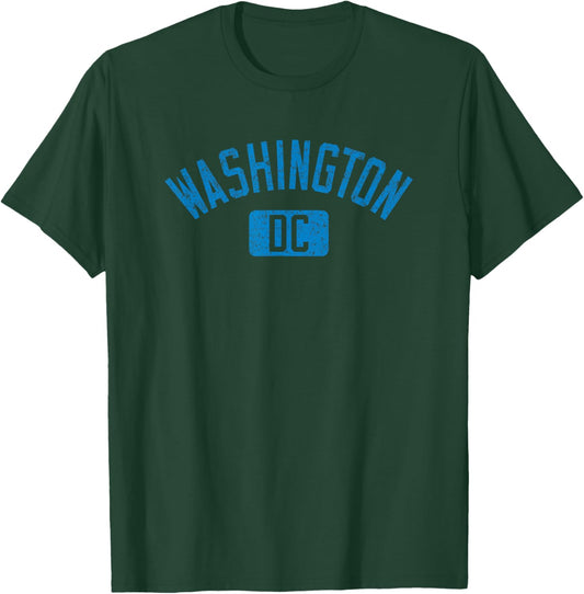 Washington DC Arched Text Distressed Blue Print T-Shirt - T-Shirt | Forest