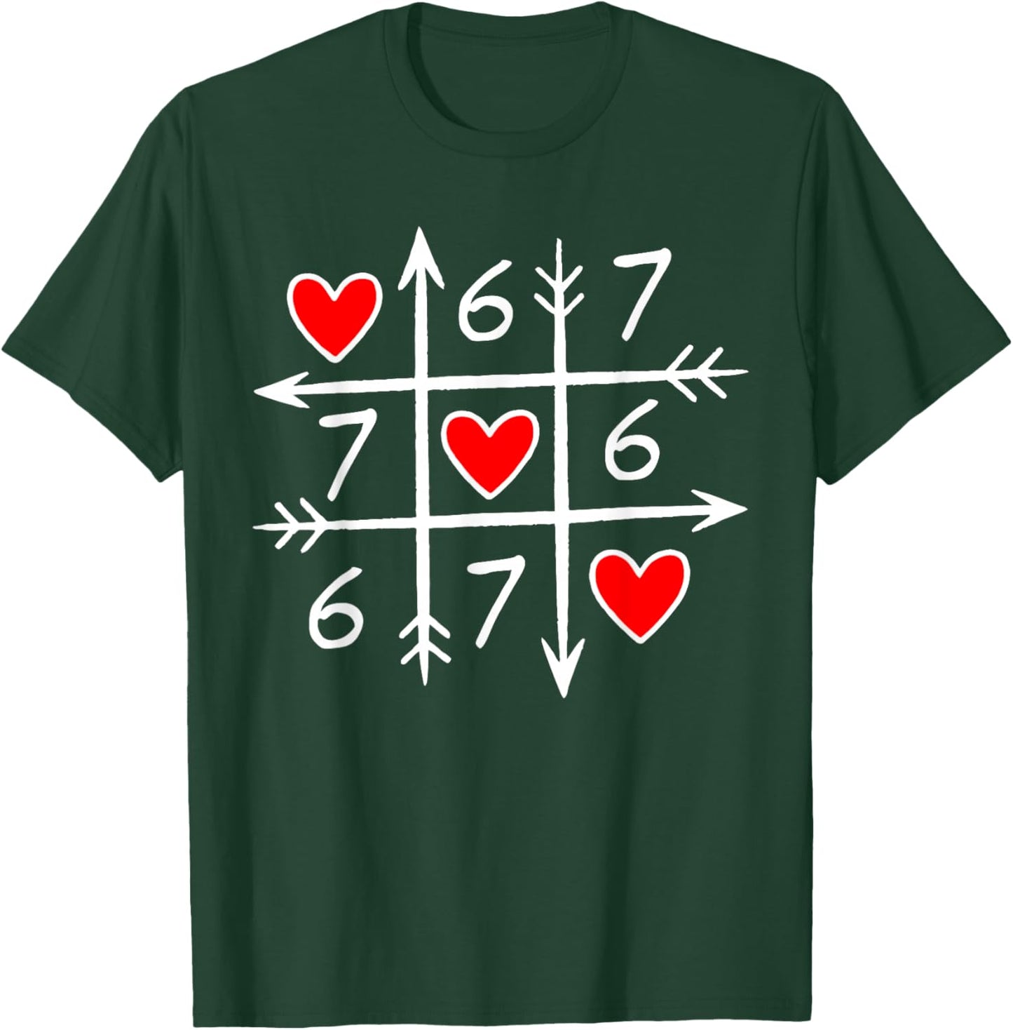 Funny 6 7 Meme Heart Gen Alpha Six Seven 67 Valentine’s Day T-Shirt - T-Shirt | Forest