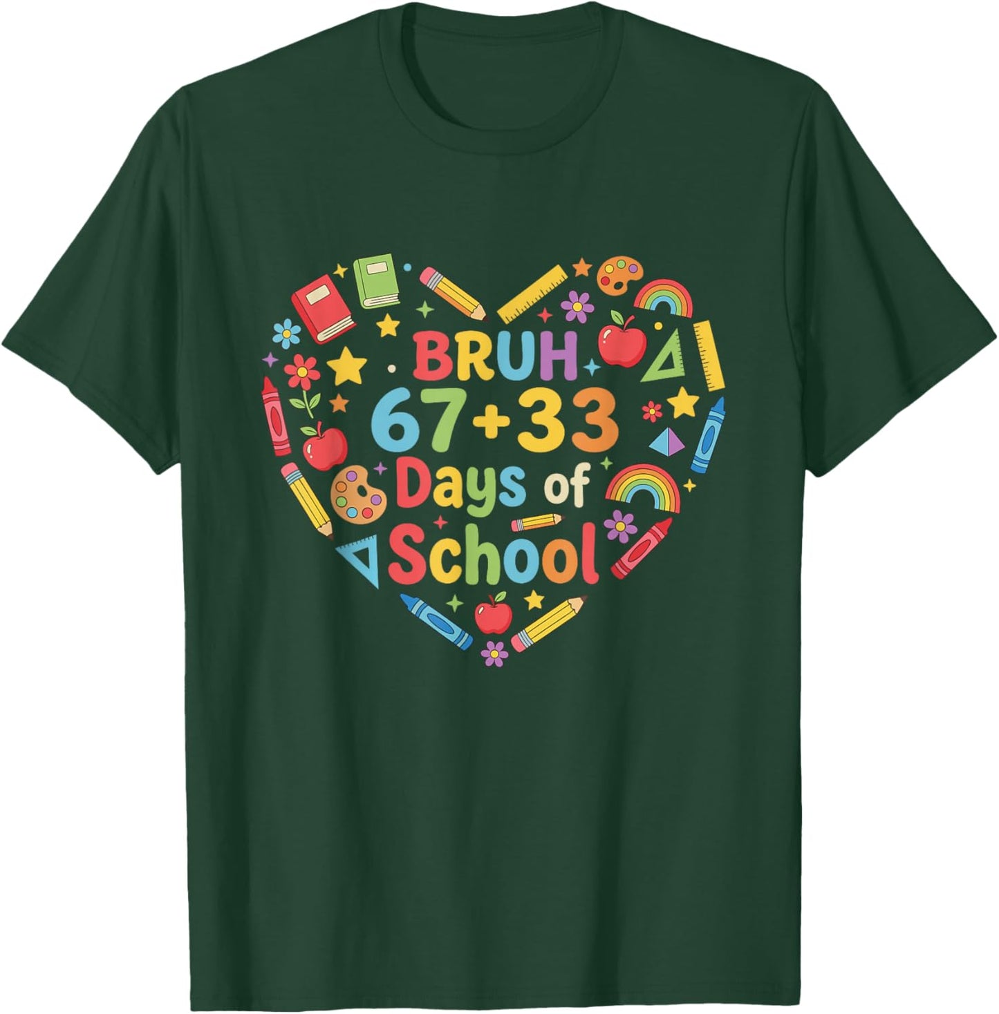 Bruh Its My 67 33 Days of School Funny Boys Kids 100th Day T-Shirt - T-Shirt | Forest