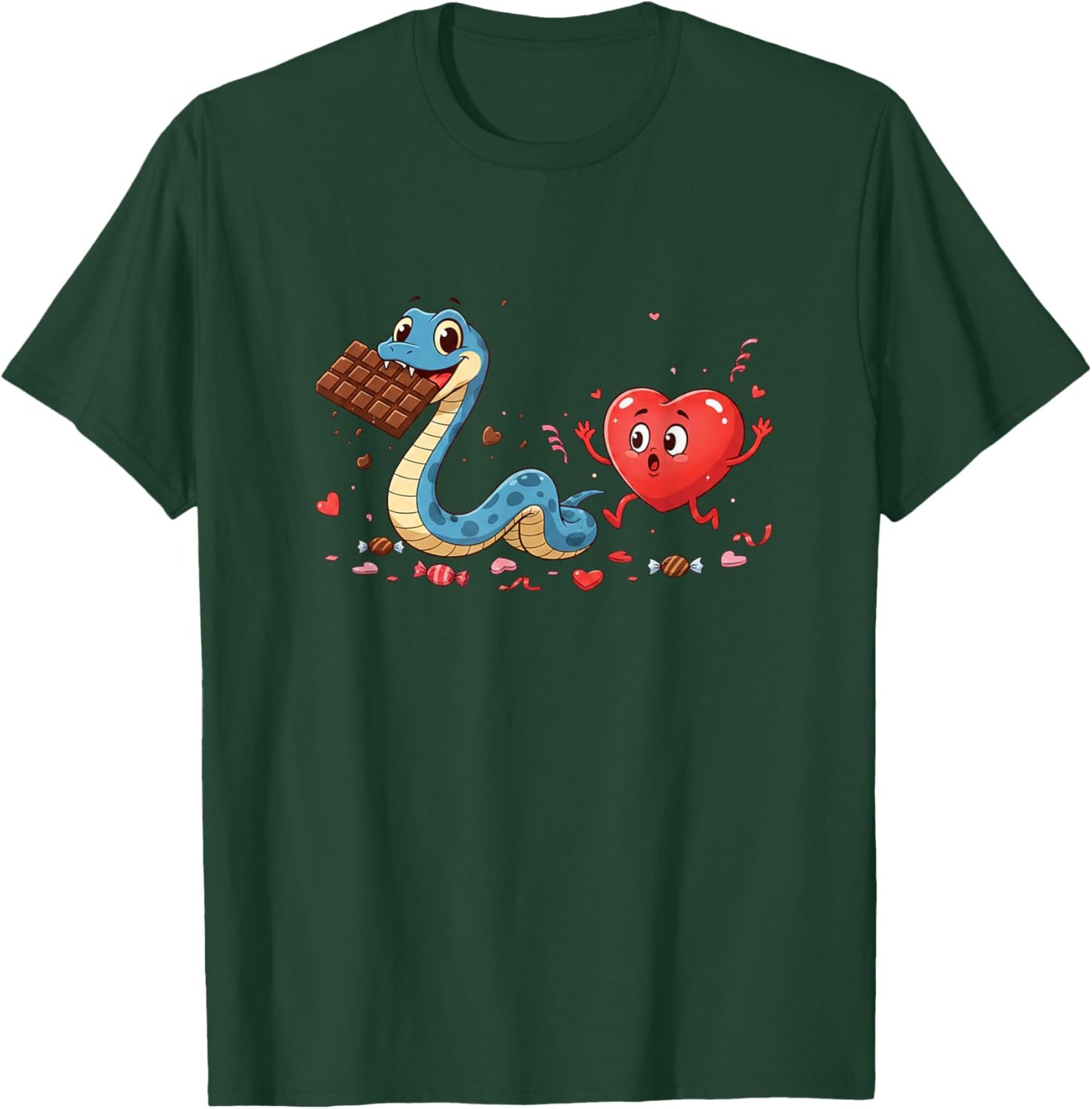 Funny Snake Heart Chocolate Valentine Kids T-Shirt - T-Shirt | Forest
