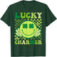Lucky Charmer Retro Smile Face Shamrock St Patricks Day T-Shirt - T-Shirt | Forest