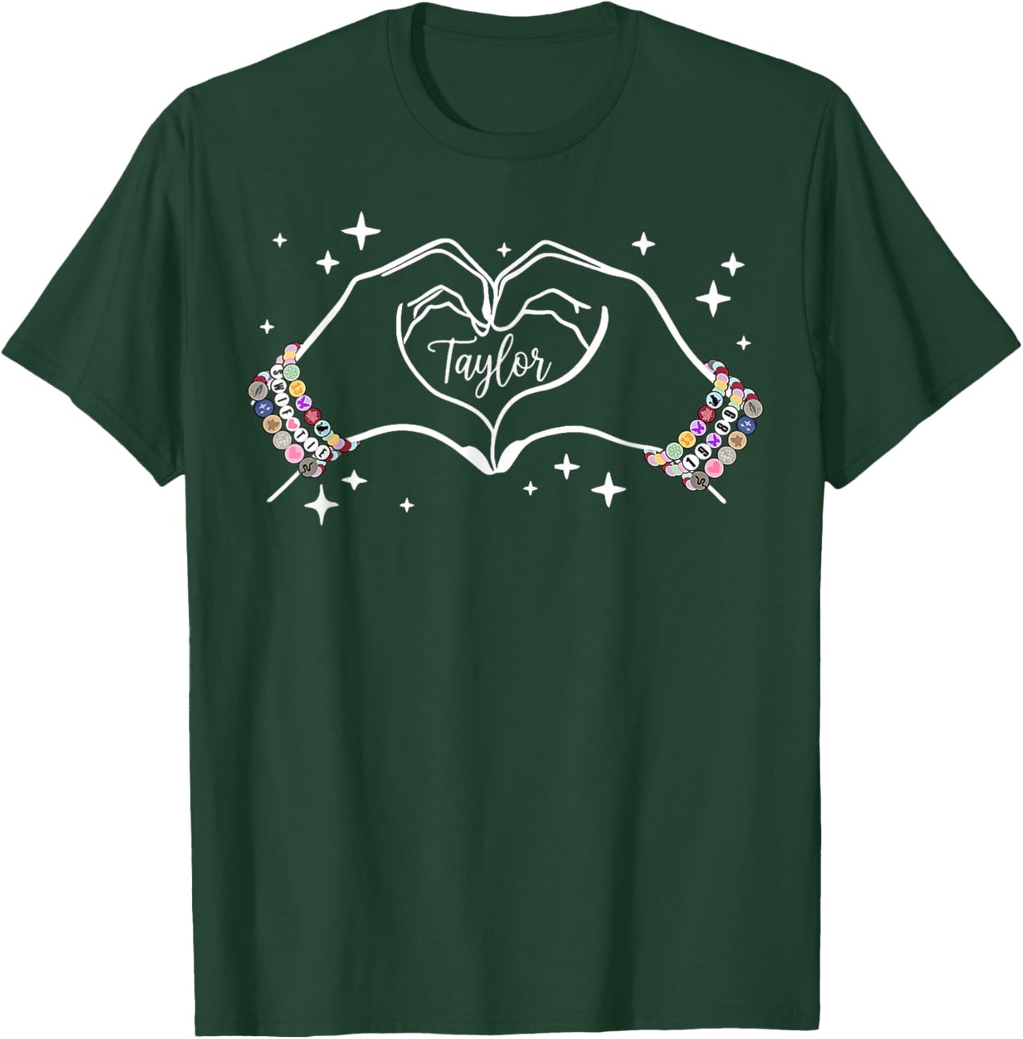Heart Hands Taylor First Name Girl Vintage 70's 80's T-Shirt - T-Shirt | Forest