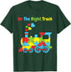 On The Right Track Autism Awareness Puzzle Piece Train T-Shirt - T-Shirt | Forest
