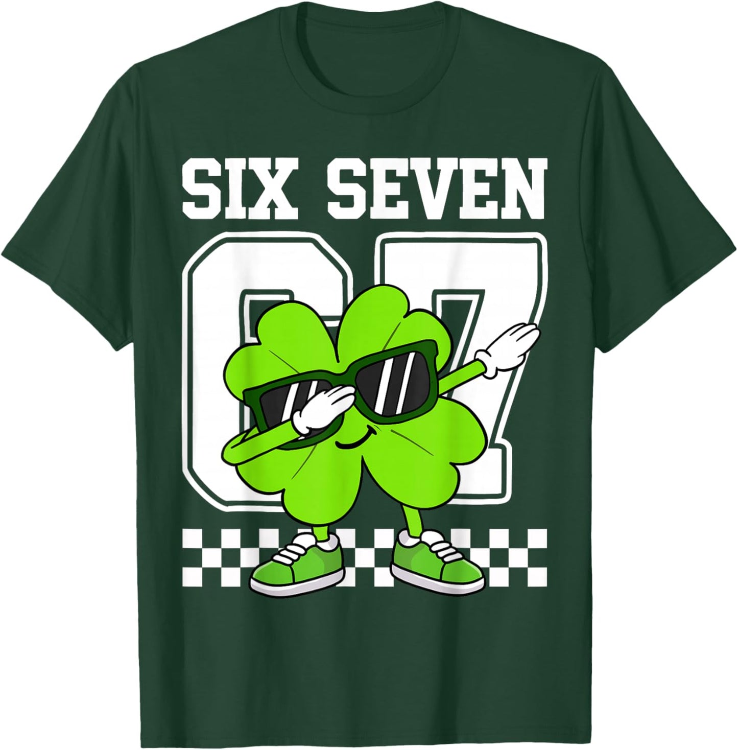Boys St Patricks Day Dabbing Shamrock Clover 67 Six Seven T-Shirt - T-Shirt | Forest