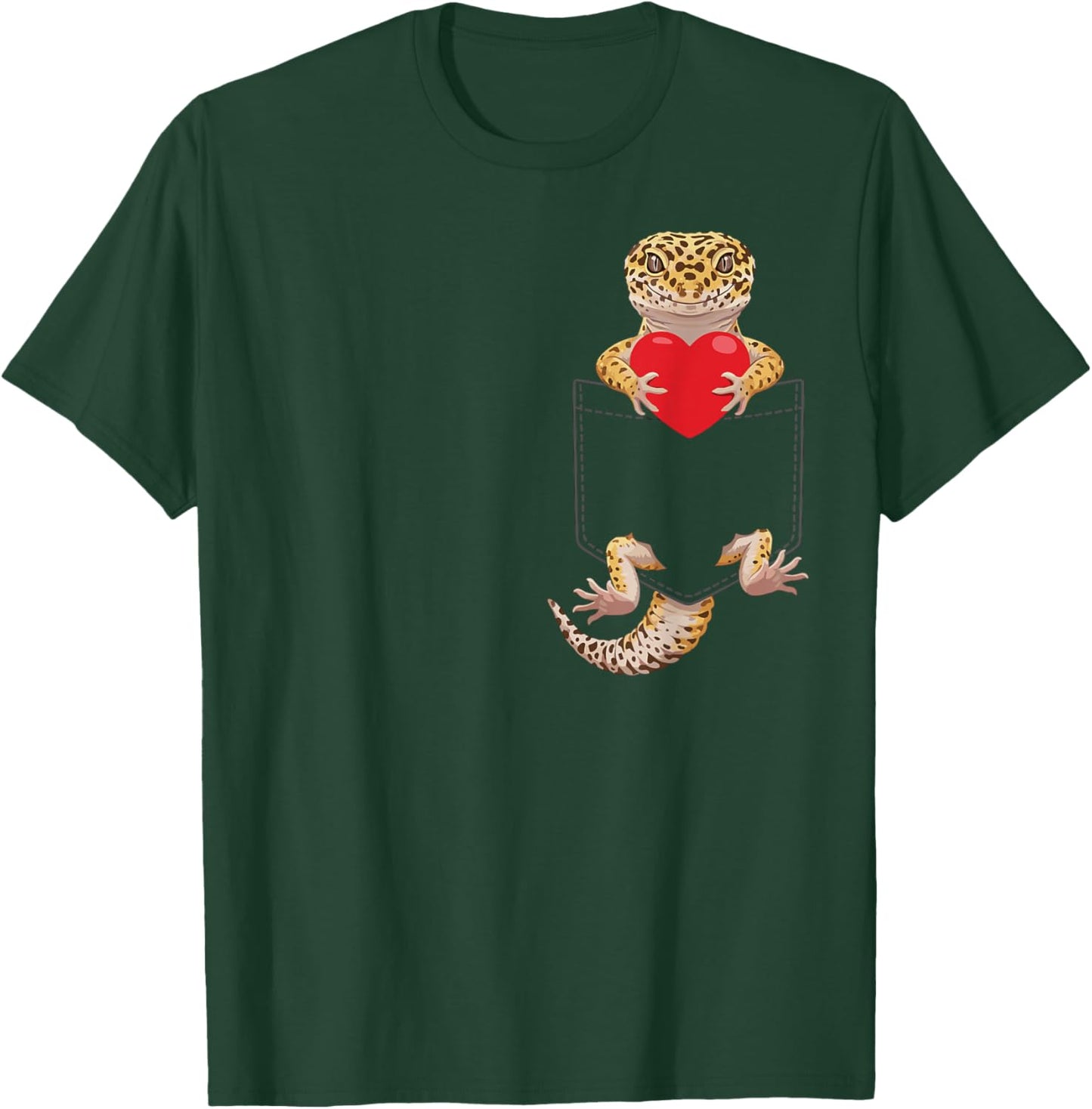 Leopard Gecko in Pocket Reptile Lover Design Valentines T-Shirt - T-Shirt | Forest