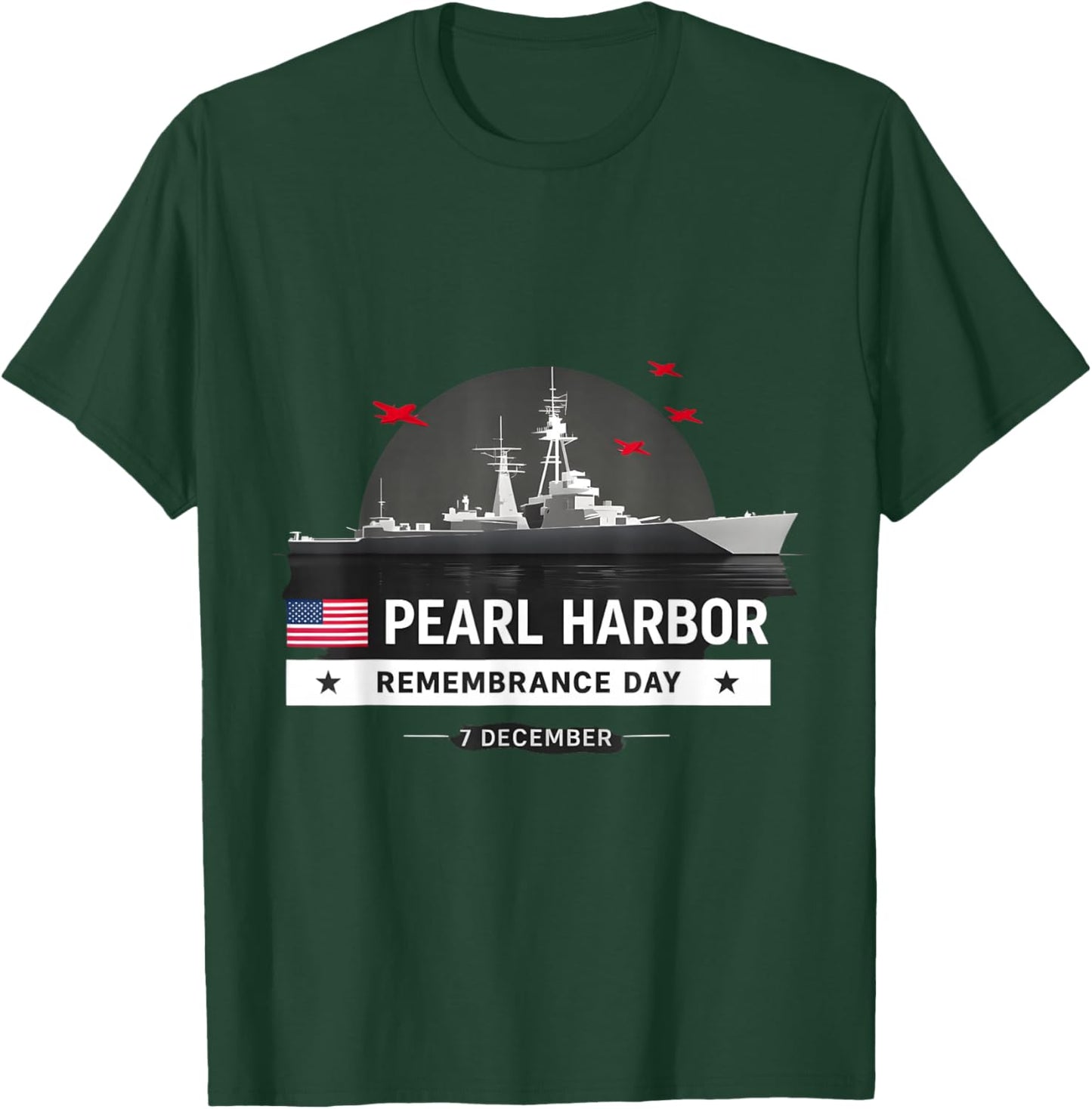 Pearl Harbor Remembrance Day Patriotic Vintage Flag Memorial T-Shirt - T-Shirt | Forest