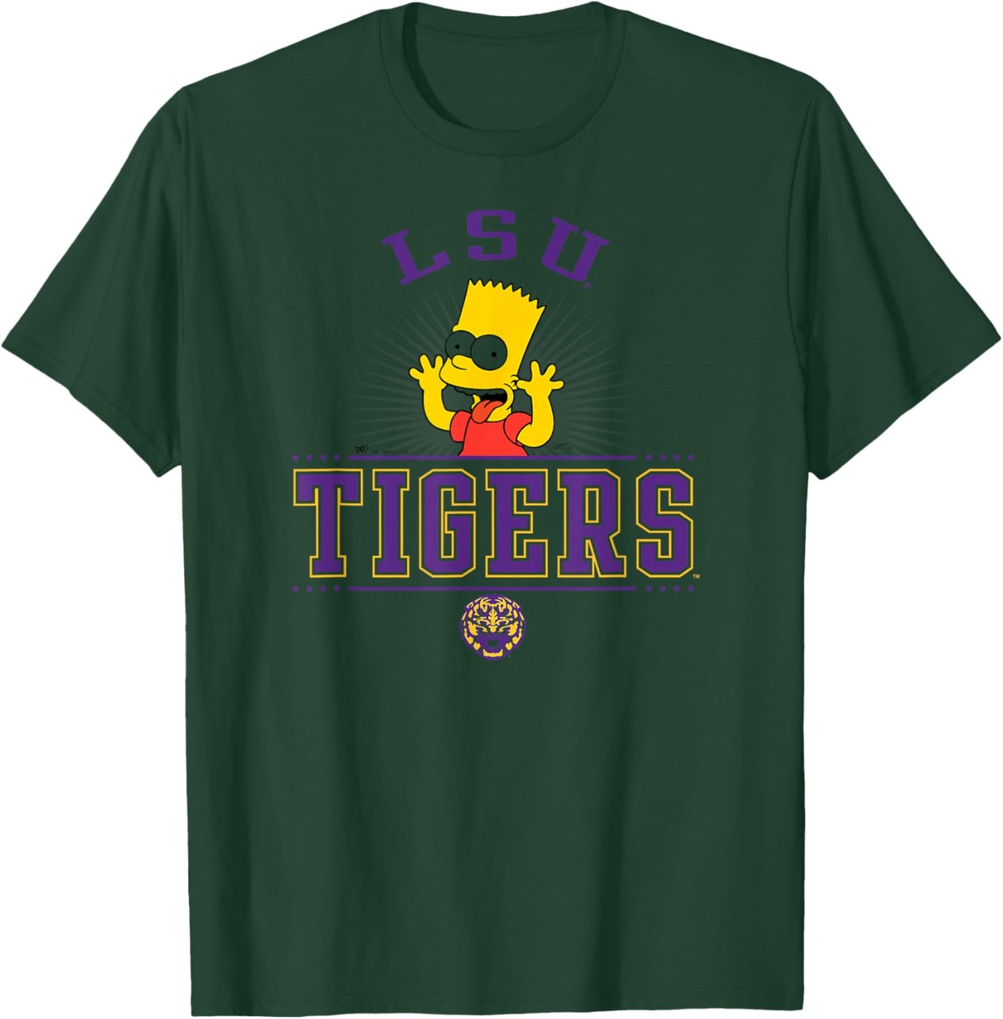 LSU Tigers Simpsons Bart White Officially Licensed T-Shirt - T-Shirt | Forest
