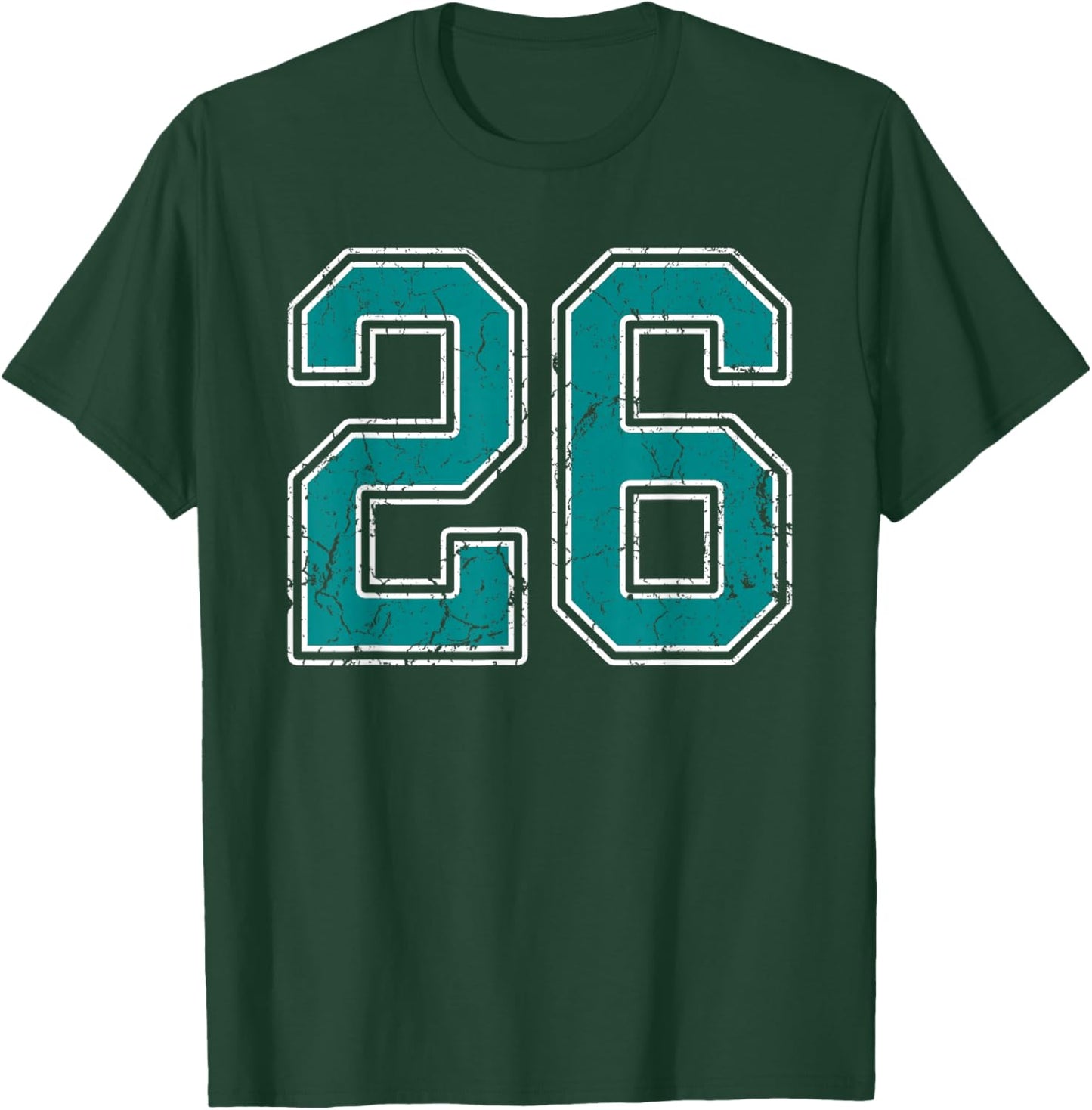 Teal and White Number 26 Jersey Player Uniform #26 Fan T-Shirt - T-Shirt | Forest