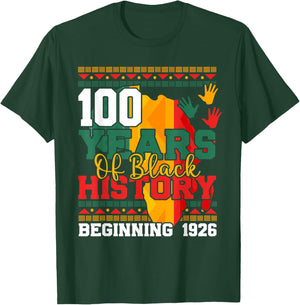 100 Years of Black History 1926 2026 Centennial Teacher T-Shirt - T-Shirt | Forest