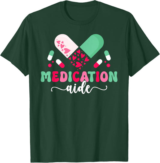 Medication Aide Groovy Med Aide Medication Aides T-Shirt - T-Shirt | Forest