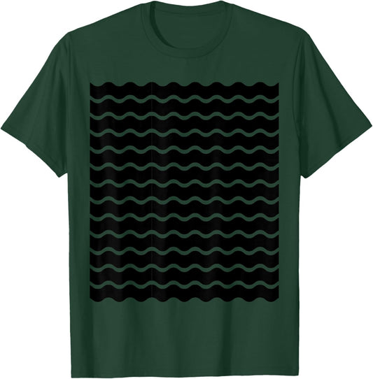 Minimalist Black and White Aesthetic Wavy Lines Pattern T-Shirt - T-Shirt | Forest