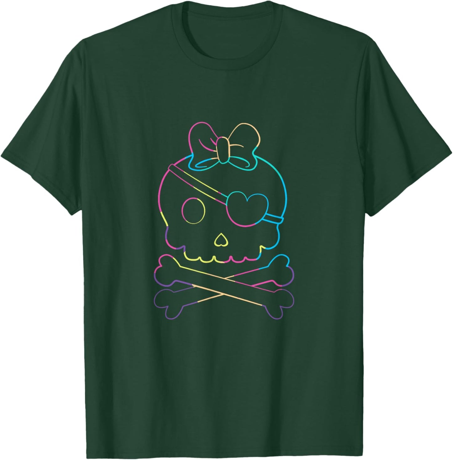 Pirate Skeleton Halloween Cute Pirate Girl T-Shirt - T-Shirt | Forest